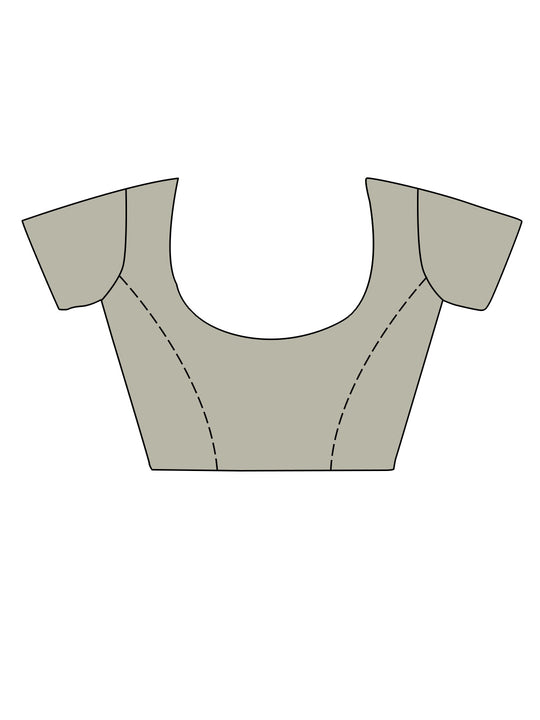 Grey Linen Blend Saree With Blouse Piece