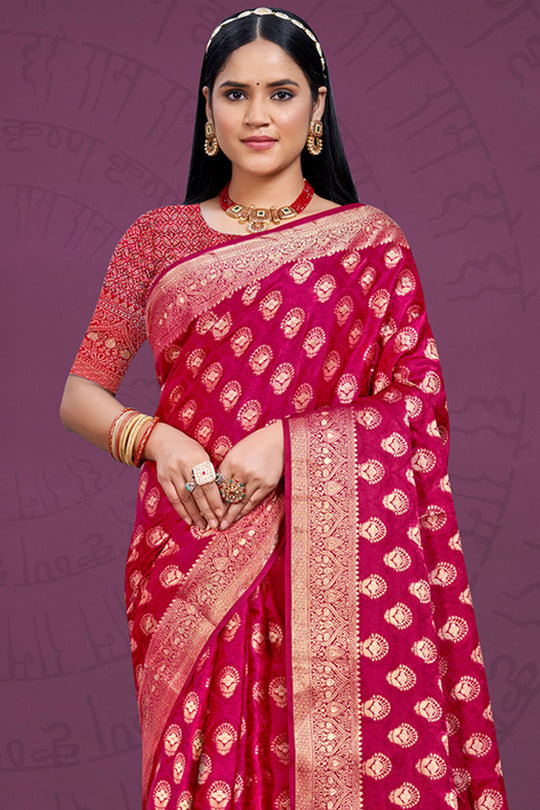Maroon Silk Saree With Blouse Piece