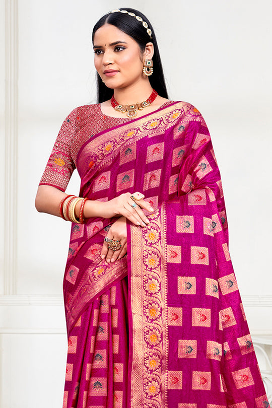 Pink Silk Saree With Blouse Piece