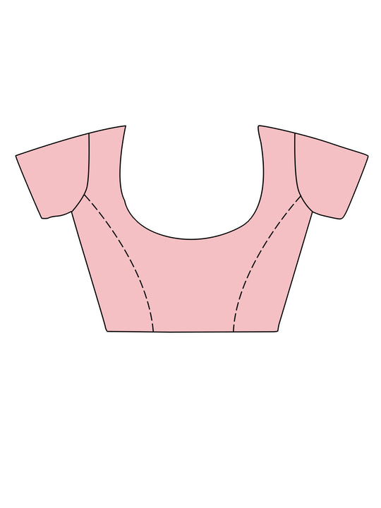 Pink Cotton Saree With Blouse Piece