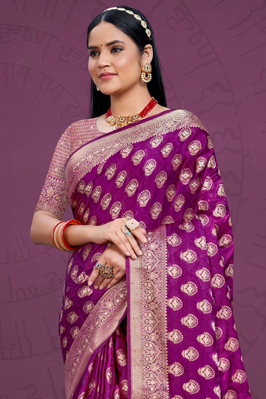 Purple Silk Saree With Blouse Piece