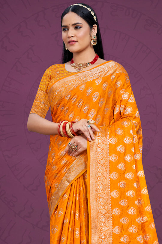 Yellow Silk Saree With Blouse Piece
