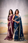 Satin Tissue Woven Design Jacquard Work Handloom  Saree With Blouse Piece