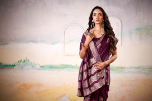 Satin Tissue Woven Design Jacquard Work Handloom  Saree With Blouse Piece