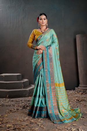 Soft Silk Chitt Palu With Contrast Blouse Weaving Saree