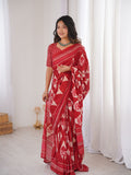 Soft Pure Cotton Hand Bagru Print Sarees With Blouse Pice