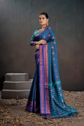 Soft Silk Chitt Palu With Contrast Blouse Weaving Saree
