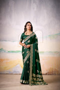 Satin Tissue Woven Design Jacquard Work Handloom  Saree With Blouse Piece