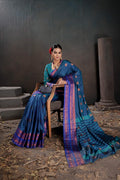 Soft Silk Chitt Palu With Contrast Blouse Weaving Saree