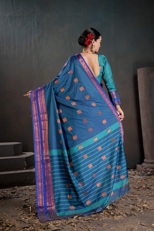 Soft Silk Chitt Palu With Contrast Blouse Weaving Saree