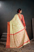 Soft Silk Chitt Palu With Contrast Blouse Weaving Saree