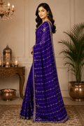 Blue Embroidered Saree With Blouse Piece