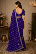 Blue Embroidered Saree With Blouse Piece