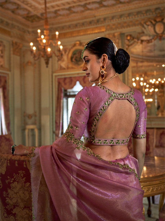 Soft Tissue Multi Thread Work Embroidered Saree