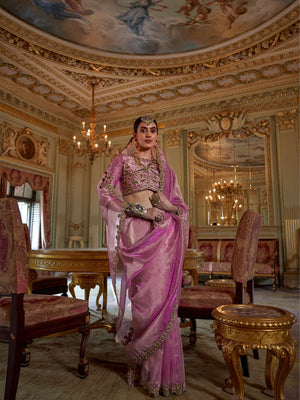 Soft Tissue Multi Thread Work Embroidered Saree