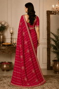 Red Embroidered Saree With Blouse Piece