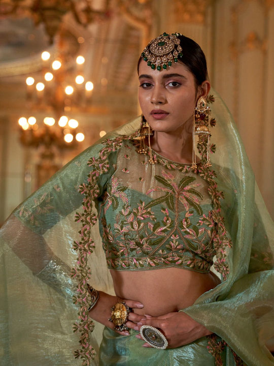 Soft Tissue Multi Thread Work Embroidered Saree