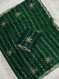 Green Embroidered Saree With Blouse Piece