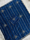 Blue Embroidered Saree With Blouse Piece