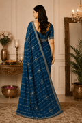 Blue Embroidered Saree With Blouse Piece