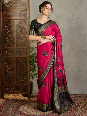 Red Semi Modal Saree With Blouse Piece