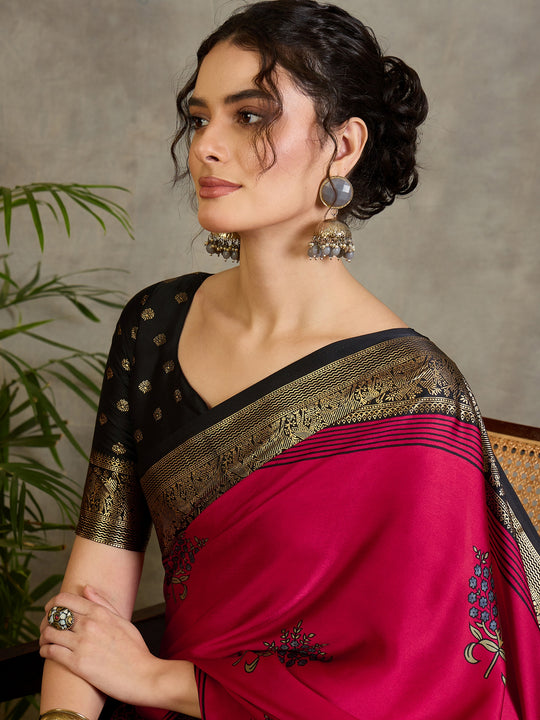 Red Semi Modal Saree With Blouse Piece