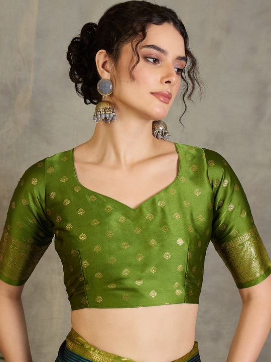 Blue Semi Modal Saree With Blouse Piece