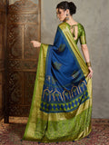 Blue Semi Modal Saree With Blouse Piece