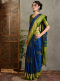 Blue Semi Modal Saree With Blouse Piece