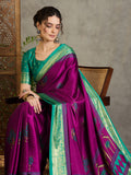 Wine Semi Modal Saree With Blouse Piece