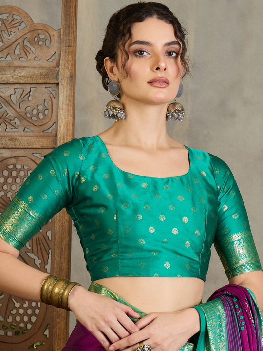 Wine Semi Modal Saree With Blouse Piece