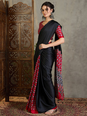 Red Semi Modal Saree With Blouse Piece