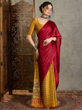 Yellow Semi Modal Saree With Blouse Piece