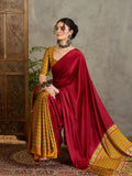 Yellow Semi Modal Saree With Blouse Piece