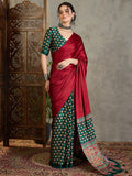 Green Semi Modal Saree With Blouse Piece
