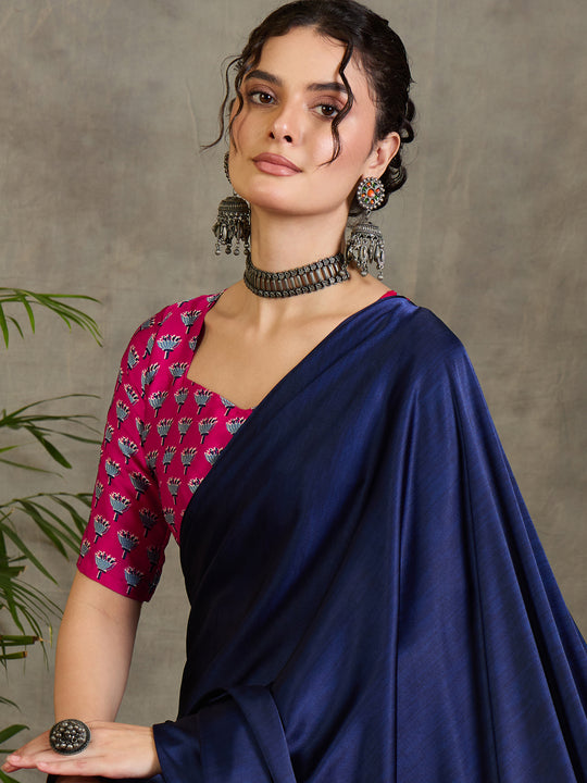 Pink Semi Modal Saree With Blouse Piece