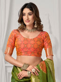 Green Soft Silk Gold Zari Weaving Saree With Fancy Pumpum  Saree With Blouse Piece