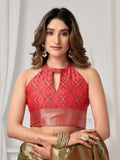 Brown Soft Silk Gold Zari Weaving Saree With Fancy Pumpum  Saree With Blouse Piece