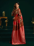 Red Soft Silk Gold Zari Weaving Saree With Fancy Pumpum  Saree With Blouse Piece