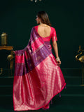 Purple Soft Silk Gold Zari Weaving Saree With Fancy Pumpum  Saree With Blouse Piece
