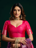 Purple Soft Silk Gold Zari Weaving Saree With Fancy Pumpum  Saree With Blouse Piece