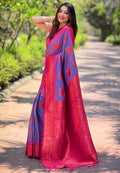 Levender Banarasi Silk Blend Saree With Blouse Piece