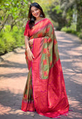 Megandi Banarasi Silk Blend Saree With Blouse Piece