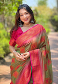 Megandi Banarasi Silk Blend Saree With Blouse Piece