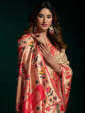 Tissue Paithani Saree Mina With Lotus Zari Border And Stylish Pum Pum Detailing