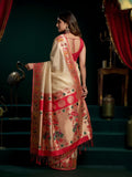 Tissue Paithani Saree Mina With Lotus Zari Border And Stylish Pum Pum Detailing