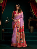 Tissue Paithani Saree Mina With Lotus Zari Border And Stylish Pum Pum Detailing