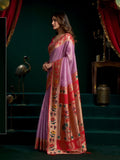 Tissue Paithani Saree Mina With Lotus Zari Border And Stylish Pum Pum Detailing