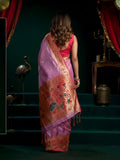 Tissue Paithani Saree Mina With Lotus Zari Border And Stylish Pum Pum Detailing