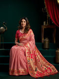 Tissue Paithani Saree Mina With Lotus Zari Border And Stylish Pum Pum Detailing